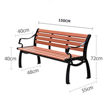 Panchine per terrazza da giardino, panchina per il tempo libero, panchina da esterno resistente alle intemperie con struttura in ghisa e legno massello anticorrosivo, panchina da cortile a 2-3 posti
