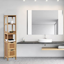 TENDANCE Mahe Armadietto Alto con Struttura in MDF con 2 cassetti e 3 Ripiani, in Legno, Rovere Bianco