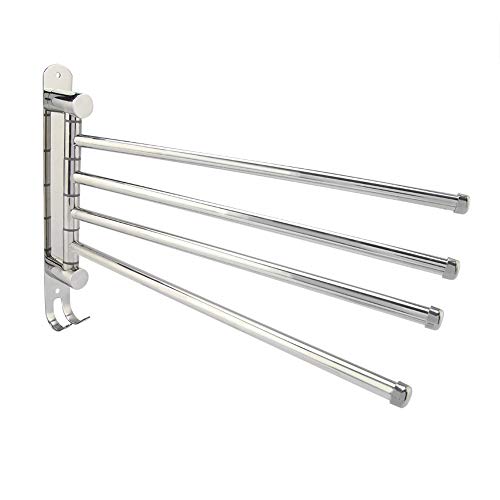 4 Girevole Portasciugamano Swing Out 304 Acciaio InossidabileAsciugamano Bar Supporto per Barra Porta Asciugamano con Due Ganci per Cucina del Bagno