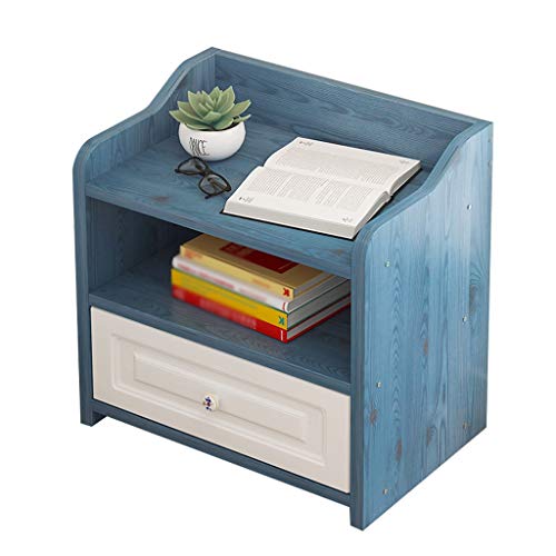 Comodino Legno Household Assemblea Addensare Soggiorno Camera Bagno pompaggio Singolo Locker Corridoio Studio Multifunzione 38X30X45cm FANJIANI (Color : Blue)