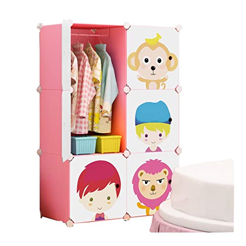 Locker di Plastica for Le Vacanze 6 Porte Scaffali Abbigliamento Home Camera da Letto Armadio Armadio Rimovibile Hanging Dormitorio Rosa 75X47X111CM MUMUJIN