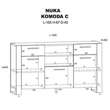 BIM Furniture Cassettiera Nuka C 155 cm credenza Highboard Armadio in rovere artigianale nero