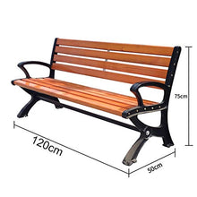 Panca da giardino per esterni sedia per il tempo libero, robusta panca da balcone con schienale e braccioli, staffa in ghisa resistente alle intemperie, Anticorrosivo Panchina in legno massell