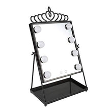 Specchio cosmetico Specchio per Trucco Illuminato Hollywood con 8 lampadine a LED dimmerabili, Vassoio portaoggetti per Cosmetici Specchio da Barba/Specchio per Doccia Touch Control, Blac