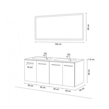 Kiamami Valentina Mobile Bagno SOSPESO 120 CM con Ante E Doppio LAVABO Specchio LED | Boston