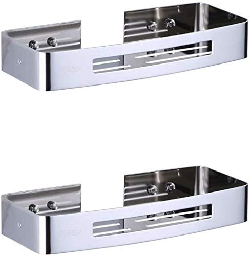 UWY Mensola da Bagno in Acciaio Inossidabile 304 Staffa Lucida a 2 Livelli Supporto da Parete per Doccia Caddy Antiruggine WC Supporto Argento Cesto portaoggetti Rettangolare per Hotel Installaz