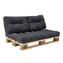 [en.casa] Cuscini per Paletta Euro-sofá tavolozze - Set di 3 - Cuscino Seduta + Cuscino Schienale [Grigio Scuro] Divano Paletta Euro-sofá in/Outdoor