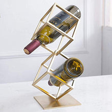 ZLJ Portabottiglie per Vino Creativo Articoli per l'arredamento Portabottiglie per Vino in Ferro battuto Espositore per Bottiglie di Vino Geometrico Moderno da Tavolo Espositore Oro