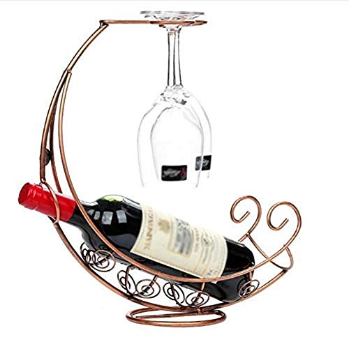 Portabottiglie Da Parete In Metallo Porta Bottiglie E Vetro- Standing Decorazione Per La Casa Mestiere Portabottiglie, Contiene 1 Bottiglia Di Vino Rosso E 2 Bicchieri Da Vino