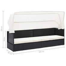 SKM Divano da Giardino con Tettoia in Polyrattan Nero