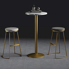 MYAOU Sgabelli da Bar Grigi, sedie da bancone in Stile nordeuropeo con poggiapiedi e Base in Metallo Dorato, Sgabello da Bar Rotondo con Cuscino in Lino, 45/65/75 cm