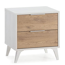 VS Venta-stock Comodino Koln 2 cassetti Color Bianco/Legno, 45 cm (Larghezza) 40 cm (profondità) 51,4 cm (Altezza)
