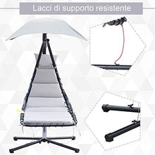 Outsunny Poltrona Sdraio Relax Chaise Lounge Lettino Prendisole con Tettuccio Giardino Grigio 190 × 115 × 190cm