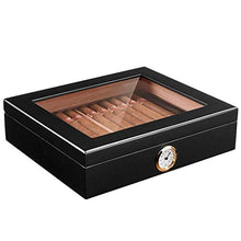 ZYING Handmade Cigar Humidor, Cedar Cigar Desktop Box con umidificatore e igrometro, Piano in Vetro for 35 sigari (Color : B)