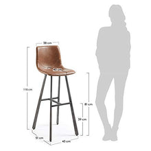 Kave Home - Sgabello Trap Marrone ossidato in Pelle Sintetica e Gambe in Acciaio