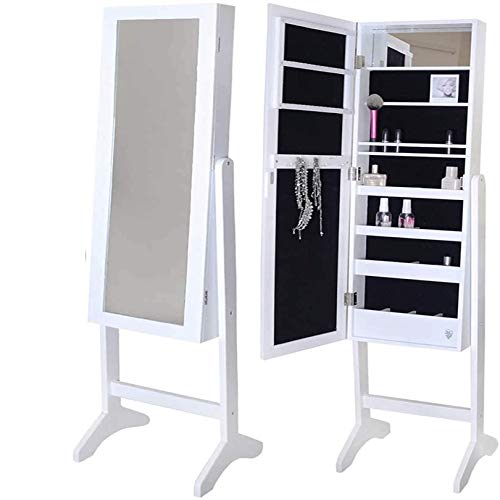 N A Armadietto per Gioielli Armadio a Specchio a Figura Intera, Armadietto per Gioielli con Specchio per Trucco Mini Tavolo Inclinabile Organizzatore di Gioielli con Specchio Premium Grandi