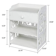 LICHUAN Comodino Comodino Camera da Letto Cassetto e Sottotelo Bianco Comodino per Soggiorno Camera da Letto Balcone, Tavolino Bianco Facile Da Assemblare