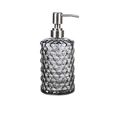 FTTKGRL Dispenser Sapone Realizzato in Vetro,Dispenser di Sapone per Mani con Pompa in Acciaio Inox,Dispenser di Sapone per Bagno, Toilet o Cucina (Grigio Scuro)