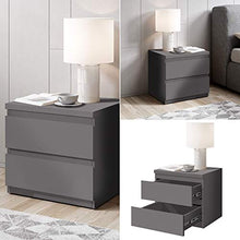 Stella Trading OLLI Due cassetti in Grafite, Moderno Comodino con Spazio per Il Vostro Letto, Legno ingegnerizzato, 45 x 44 x 38 cm