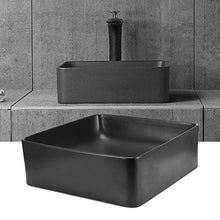 Estink - Lavabo da bagno, a forma quadrata, in ceramica moderna, per lavabo e bagno, 36 x 36 x 12,5 cm, colore: Nero