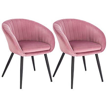 WOLTU Set di 2 Sedie da Pranzo da Cucina Poltrone per Soggiorno con Schienale Braccioli Gambe in Metallo Seduta in Velluto Rosa BH244rs-2