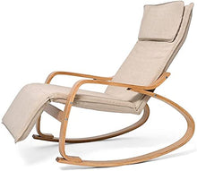 CDFC Beige Comodo Rocker in Legno Relax Sedia a Dondolo Sedia reclinabile con braccioli e poggiapiedi reclinabili Regolabili reclinabili Adulto Pieghevole Pausa Pranzo a Dondolo Sedia a