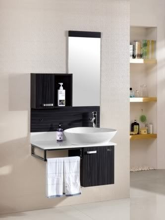 Bagno Italia Mobile Arredo Bagno 80cm moderno MDF sospeso wengè grigio con lavabo d'appoggio Mobili arredi 1 l