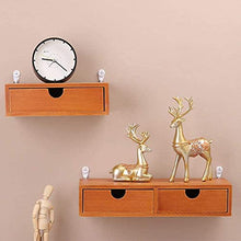 KAIXIN Comodino Sospeso, Mensola A Muro con 1/2 Cassetti Senza Maniglia, Cassetti Organizer per Trucco, Armadietto Portaoggetti, Scatola Porta Trucco in Legno-L
