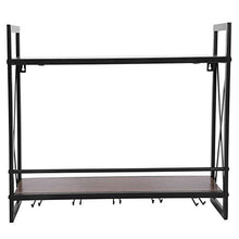 EBTOOLS Portabottiglie per Vino a 2 Livelli, Parete Armadietto per Vino Cantinetta Portabottiglie in Ferro + MDF, 20x60x54cm
