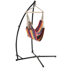 casa.pro] Amaca con Supporto 205 x 110 x 110 cm Poltrona Sospesa con Telaio Metallo Tessuto Nero Multicolore