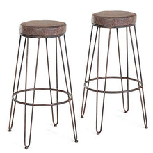 Set di 2, Sgabello da Bar, Sgabello Rustico da Bar Industriale con Seduta a Cuscino Morbido e Gambe in Metallo Vecchio Altezza Seduta: 75 cm
