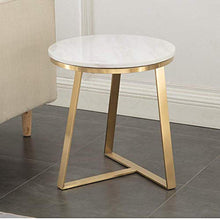 DGHJK Mobili per la casa, Comodino Rotondo Moderno Nordico tavolino in Marmo Comodino, Bianco + Oro, 50 * 55 cm