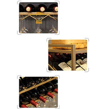 YWYW Portabottiglie Vino Metallo Ferro Arte portabottiglie mensola a Muro armadietto per Vino Soggiorno Appeso portabottiglie Inserto in Vetro Porta Bicchieri (Dimensioni: 50 * 30 * 42 cm)