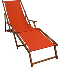 Lunga Sedia a Sdraio Color Terracotta con braccioli in Faggio con poggiapiedi 10-309F