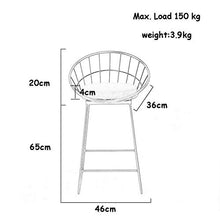LWW Sgabelli, Ferro colazione pranzo Sgabello per la cucina Bancone casa Sedia per uso professionale Sgabello con schienale alto,46x46x65cm