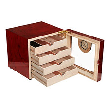 Minmin Scatola di immagazzinaggio dell'armadietto dell'umidità del sigaro di legno del cedro di lusso del pianoforte di lusso con l'umidificatore del igrometro di 4 cassetti Formato: 24 * 22 * 24cm
