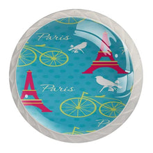 Maniglie per cassetti Manopole per cassetti Manopole rotonde Confezione da 4 per armadietto, cassetti, cassettiere, cassettiere ecc - Cartoon Pattern Parigi Torre Eiffel
