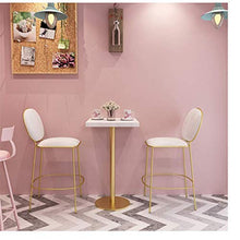 HXCD Sgabello da Bar Gamba in Metallo Oro l Schienale Cuscinetto in Spugna Rosa Sedia da Pranzo Cucina | Bar | Sgabello da Bar per caffetteria | Carico Massimo 150 kg | Altezza Seduta: 75 cm