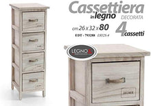 GICOS IMPORT EXPORT SRL Mobile cassettiera in Legno Marrone 4 cassetti Decoro Home 26 * 32 * 80 cm Shabby Chic EDT-793288