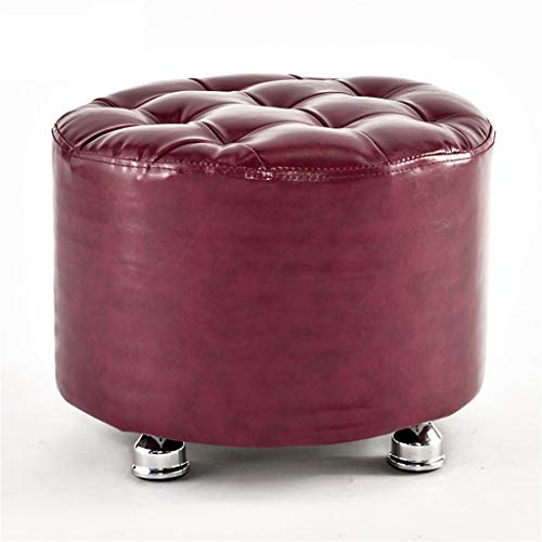 Mobili per la casa e Giardino Sgabello Trucco Rotondo 丨 Pouf Singolo Imbottito in Ecopelle Poggiapiedi Imbottito 丨 Panca Scarpa Regolabile 40x30cm, Viola Ottomani da Cucina