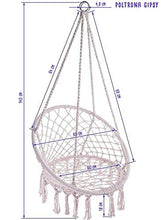 Poltrona Sospesa Gypsy, Altalena Robusta e Resistente, Adatta per Interni ed Esterni, Appendibile, Lavorata a maglia, Corda in Cotone con Romantiche Frange, Portata 120 Kg