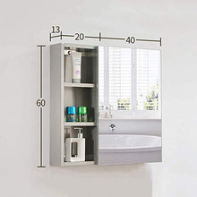 SHKUU Armadietto Bagno Lato Specchio, Maniglia Nascosta, Cerniera tampone in Acciaio Inossidabile, 600MM * 60MM