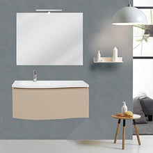 OrionShop Mobile Bagno Sospeso NILA da 100cm Tortora Opaco con Lavabo Specchio e Lampada LED Inclusi