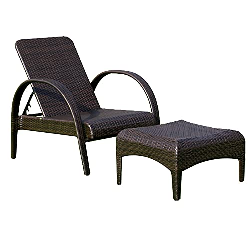 AAGYJ Lettino Prendisole in Rattan con Schienale e Pedale Regolabili, Chaise Longue reclinabile per Esterni, Lettino Prendisole, Sdraio da Giardino per Prato in Cortile a Bordo Piscina