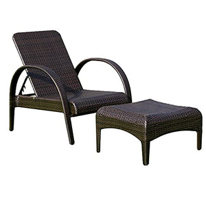 AAGYJ Lettino Prendisole in Rattan con Schienale e Pedale Regolabili, Chaise Longue reclinabile per Esterni, Lettino Prendisole, Sdraio da Giardino per Prato in Cortile a Bordo Piscina