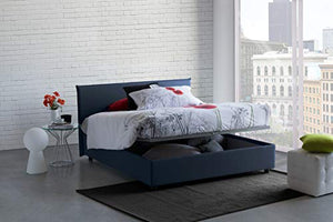Talamo Italia Letto contenitore Matrimoniale Anna, Made in Italy, Letto con rivestimento in tessuto, Apertura frontale, adatto per materasso cm 160x190, Blu