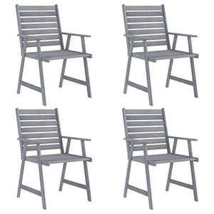 FAMIROSA Set Pranzo da Giardino 5 pz in Legno Massello di Acacia Grigio-7853