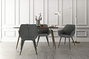 WOLTU BH251an-1 Sedia da Cucina Poltrona per Soggiorno Imbottita Estetica in Ecopelle Antracite Gambe in Metallo