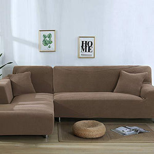 Zhongdalian Copridivano con Penisola Separato Elasticizzato Chaise Longue - Fodera per Divano a Forma di L (2 Pezzi, 2+3 posti, 145-185 cm 190-230 cm) - Arredi Casa