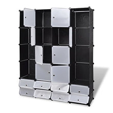 Shengtaieushop armadietto modulare con 18 Scomparti Nero e Bianco Panno Armadio 37 x 146 x 180.5 cm